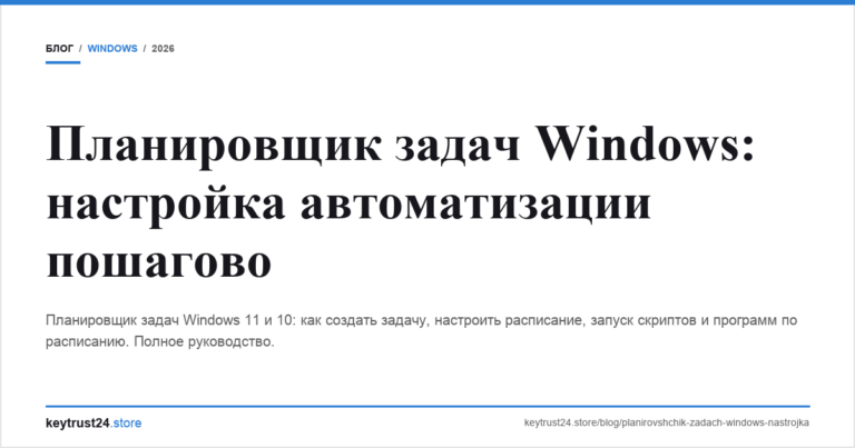 Планировщик задач Windows: настройка автоматизации пошагово