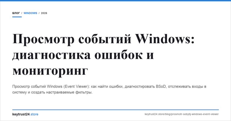 Просмотр событий Windows: диагностика ошибок и мониторинг