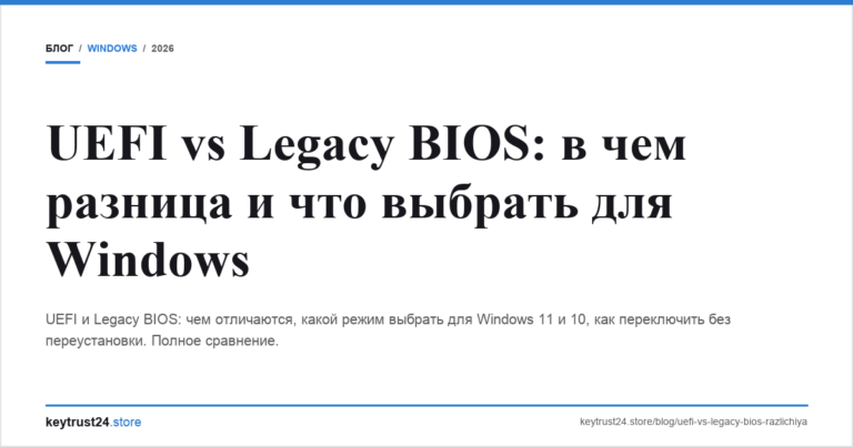 UEFI vs Legacy BIOS: в чем разница и что выбрать для Windows