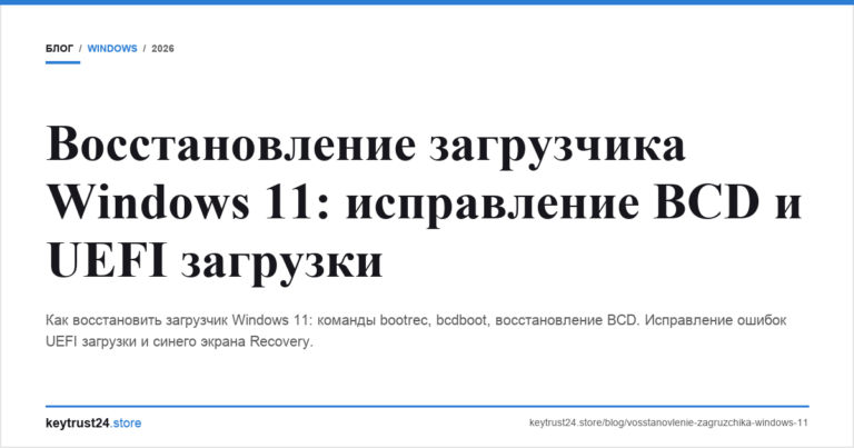Восстановление загрузчика Windows 11: исправление BCD и UEFI загрузки